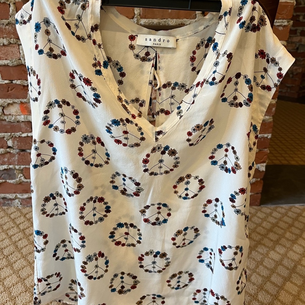 Sandro Women's White Peace Sign Blouse